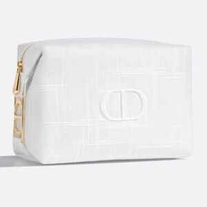 Dior White Cosmetic Beauty Bag with Gold Accents New Release NIB